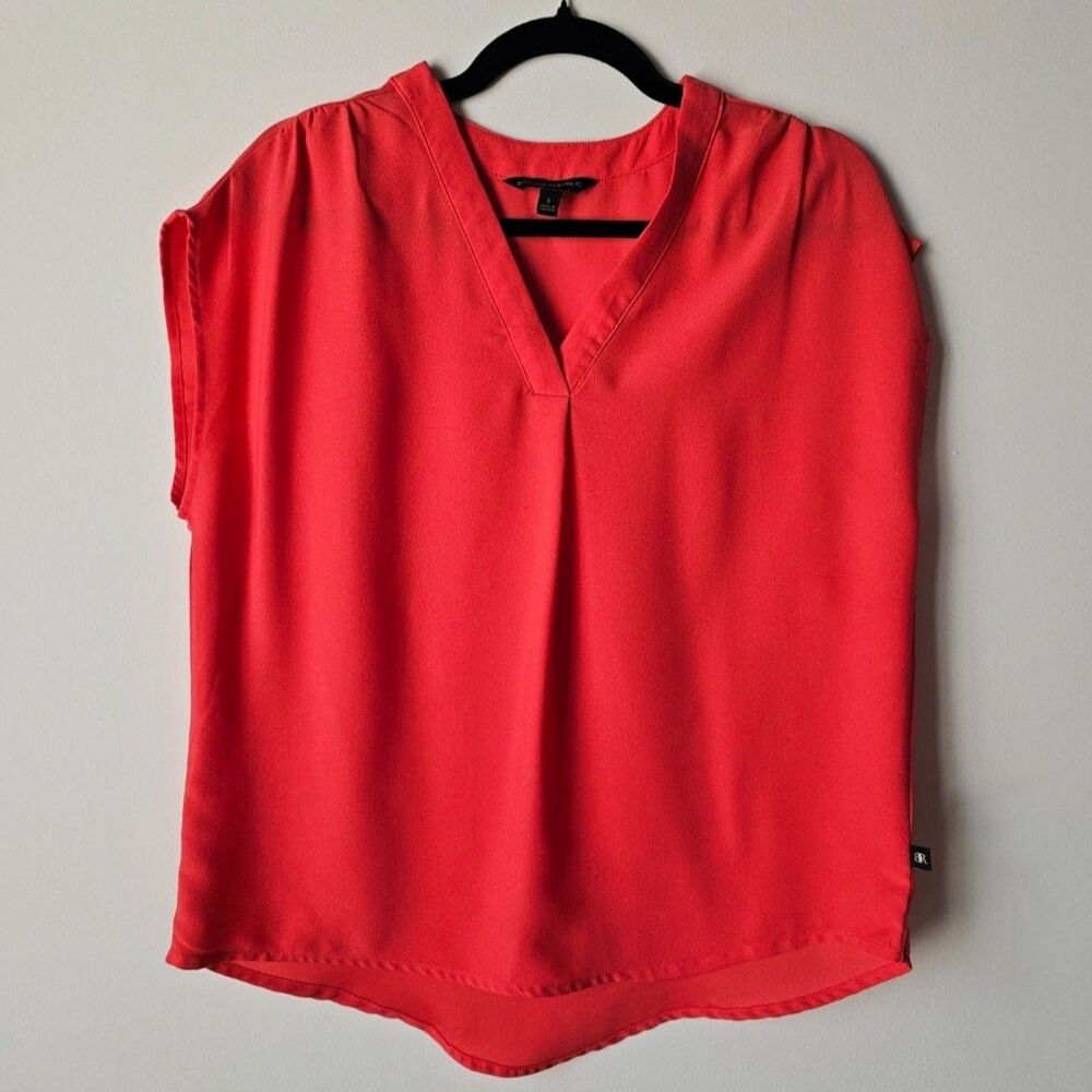 Banana Republic Coral V Neck Popover Blouse Small Flowy Work Office Top
